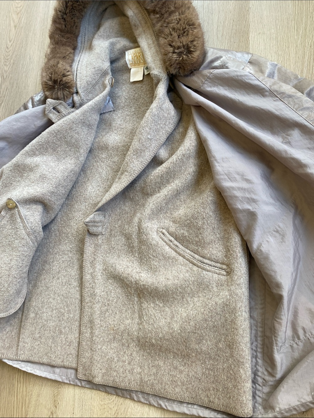 Vintage Linda Lundström La Parka 3-in-1 Coat Heather Grey Taupe Minimalist Small - Picture 9 of 14